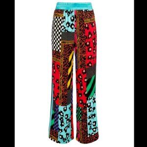 ALICE + OLIVIA Benny Patchwork Satin Pants SMALL